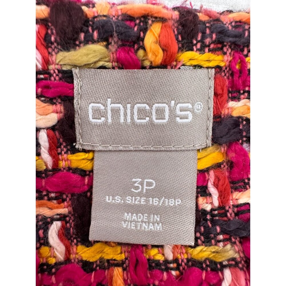 Chico's Multicolored Tweed Classic Zip-Front Jacket SZ 3P Career Office - Picture 9 of 15